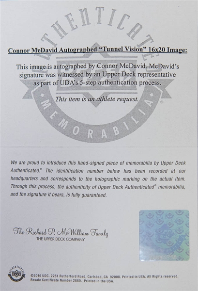 Conner McDavid Autographed 16 x 20 Photo - UDA
