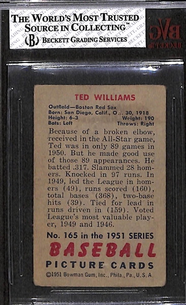 1951 Bowman #165 Ted Williams - BVG 1.5