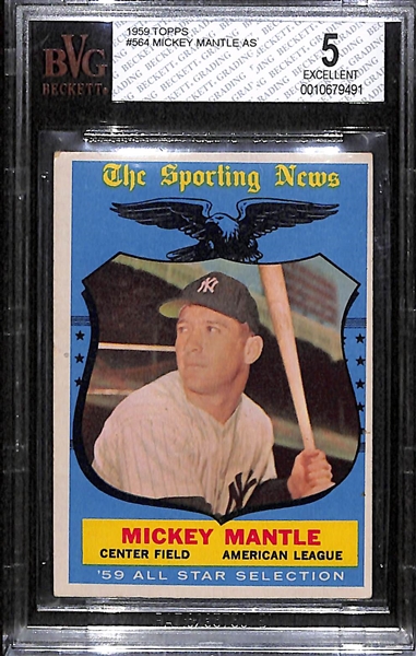 1959 Topps Mickey Mantle All-Star Card Graded BVG 5