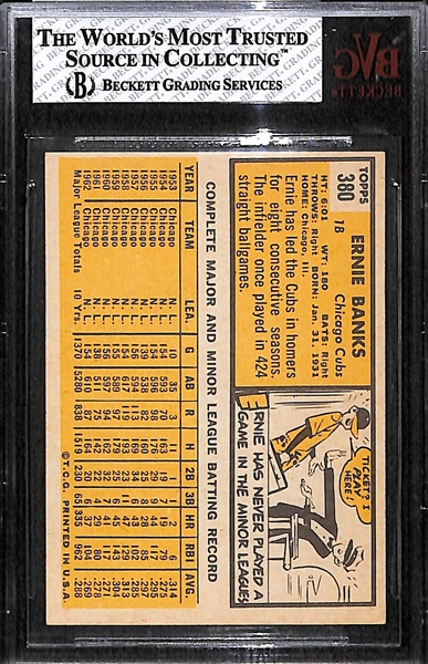 1963 Topps Ernie Banks Graded BVG 7 (Nice Quality Unlisted Error Card!)
