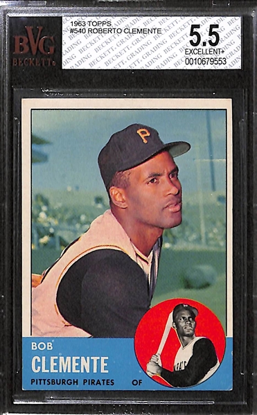 Lot of 2 - 1963 Topps Roberto Clemente Cards - Both BVG 5.5