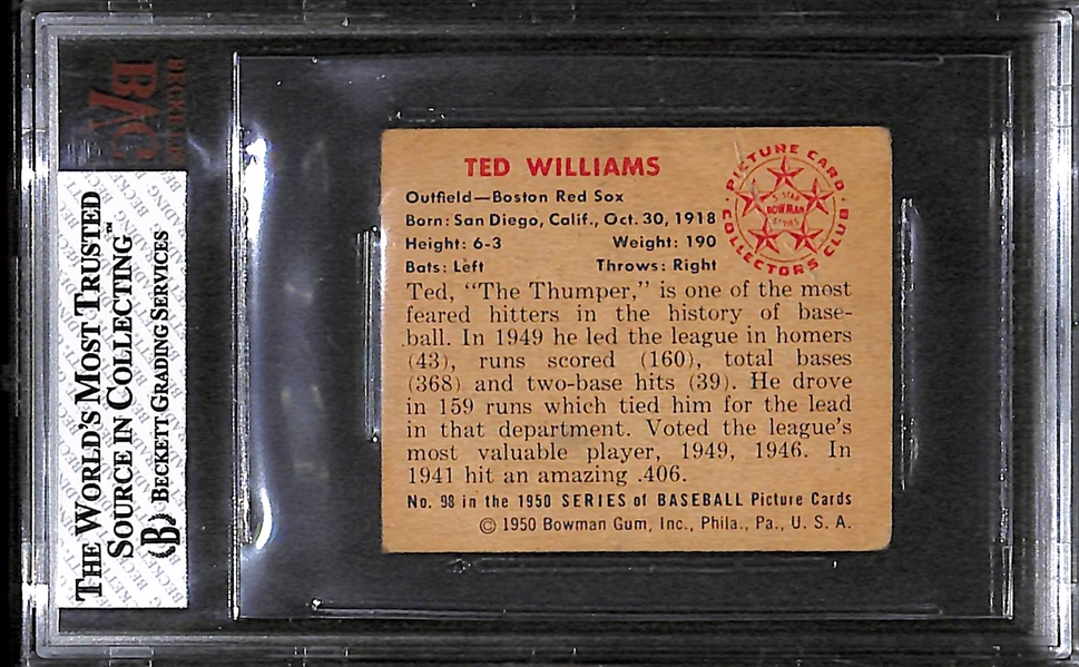 1950 Bowman #98 Ted Williams - BVG 2