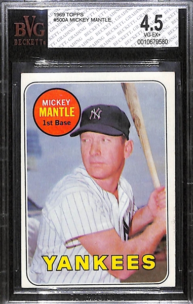 1969 Topps #500A Mickey Mantle BVG 4.5