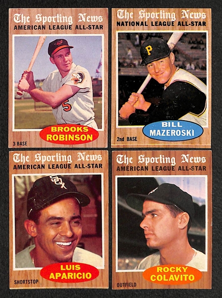 Lot of 252 Different 1962 Topps Baseball Cards w. Duke Snider