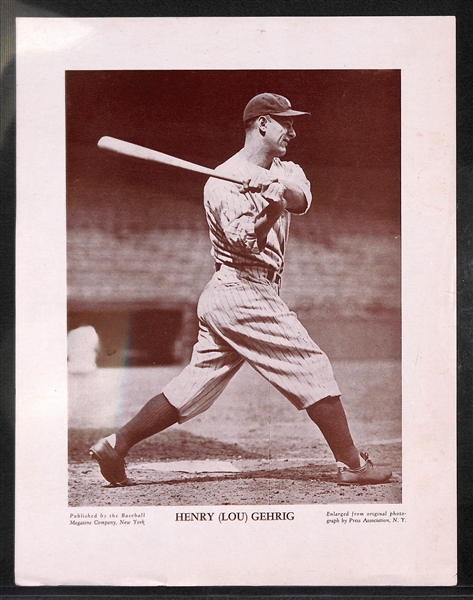 1942 M114 Lou Gehrig Baseball Magazine Player Poster