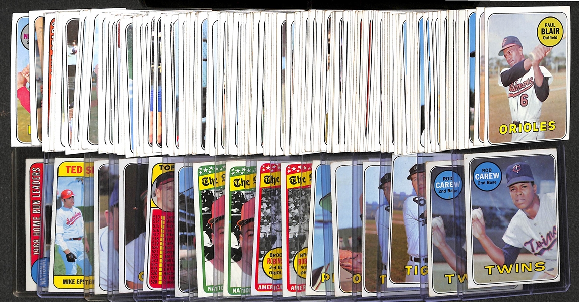 Lot of 115 - 1969 Topps Baseball Cards w. Rod Carew x2