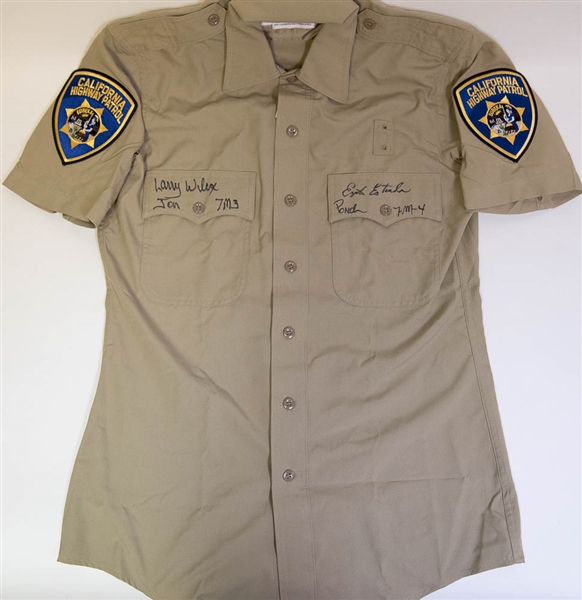 Larry Wilcox/Eric Estrada CHiPs Autographed Khaki Police Shirt - JSA