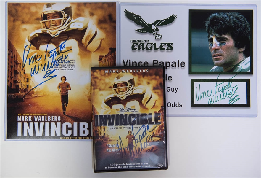 Vince Papale Autograph Lot - Invincible DVD, (2)  8 x 10 Photos