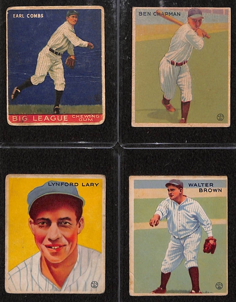 Lot of 4 - 1933 Goudey Baseball Cards w. Earl Combs