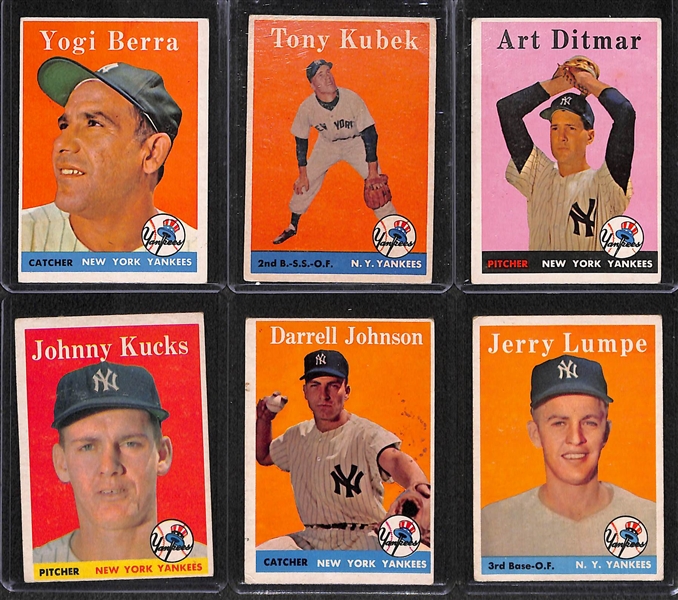 Lot of 15 1957-58 Topps Baseball Cards w. 1958 Yogi Berra