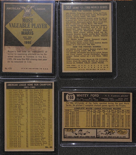 Lot of 4 - 1961 Yankee Cards w. Roger Maris MVP