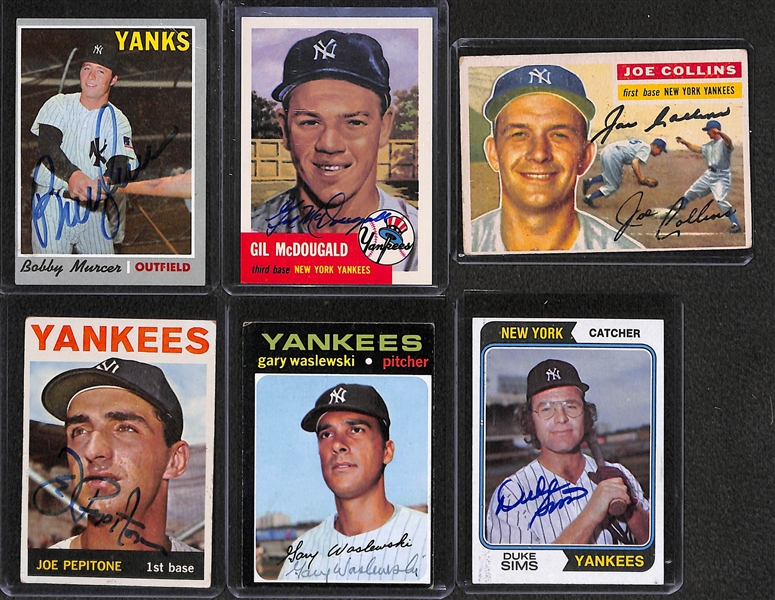Lot of 22 Autographed Yankee Cards (Mostly 1960s-1970s) w. 1970 Bobby Murcer