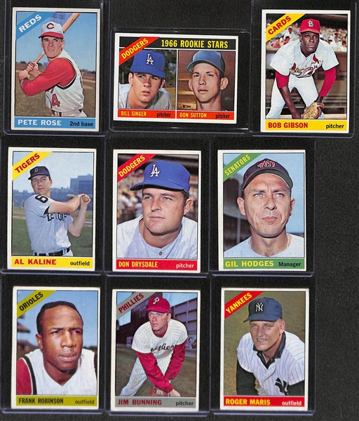 Lot of 9 - 1966 Topps Baseball Cards w. Pete Rose