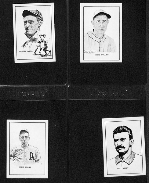 (10) High-Grade 1950 Callahan HOF Cards w/ Mathewson, Hornsby, Hubbell, Waddell, Evers, Collins, Plank, Kelly, Chadwick, and Delahanty.