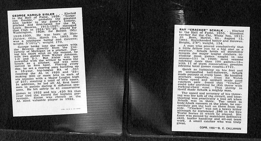 Lot of (2) High-Grade 1950 Callahan Cards - Ray Schalk (RARE) and George Sisler