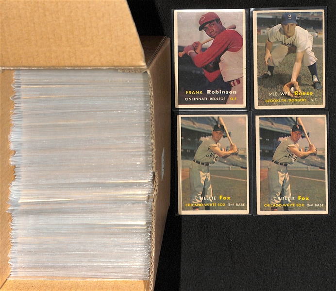 Lot of 175 Assorted 1957 Topps Baseball Cards w. Frank Robinson RC
