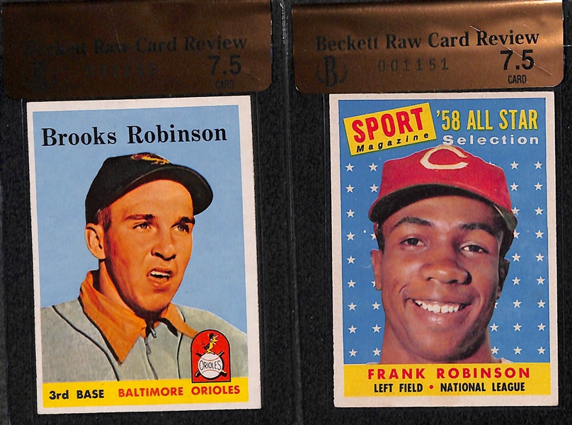 Lot of 7 - 1958 Topps Graded Baseball Cards - All Graded BVG 7.5 - w. Brooks Robinson