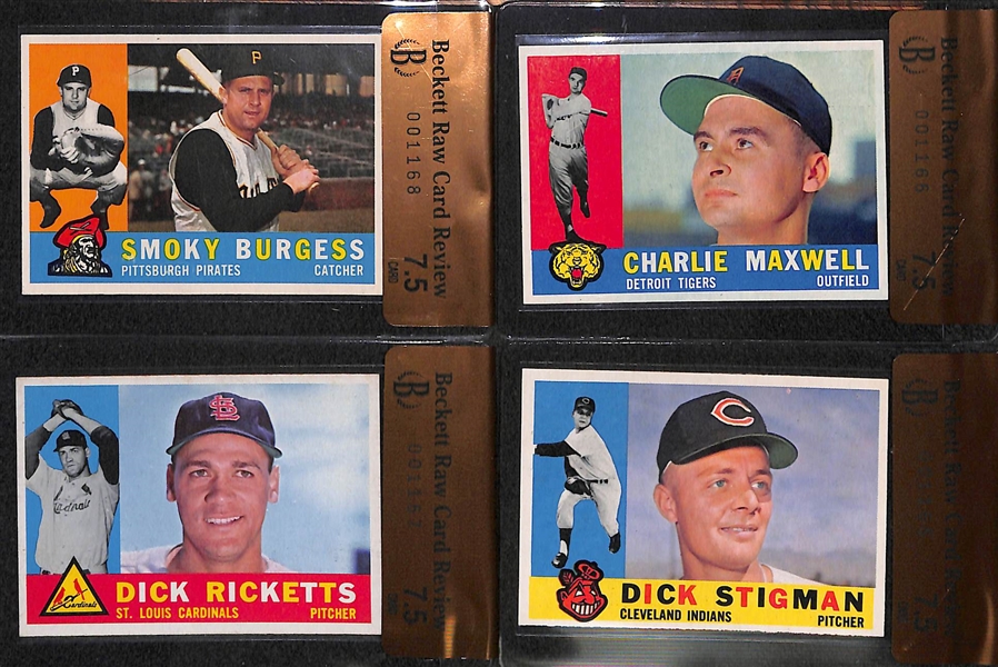 Lot of 17 - 1960 Graded Topps Baseball Cards w. Smokey Burgess BVG 7.5