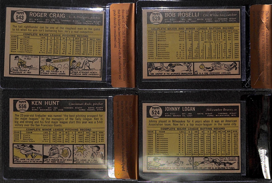 Lot of 7 - 1961 Graded High Number Topps Baseball Cards w. Roger Craig BVG 7.5