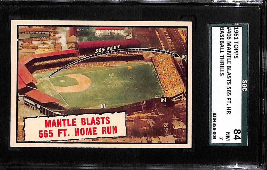 Lot of 2 - 1961 Topps Baseball Cards - Stan Musial SGC 84 (7) & Mantle Blasts HR SGC 84 (7)