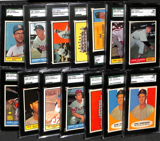 Lot of 14 - 1961 Topps Baseball Cards - High Grade - w. Ray Sadecki SGC 8.5