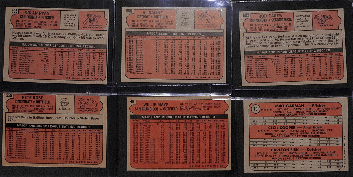 1972 Topps Baseball Partial Set - 650+ Different Cards of This 787 Card Set w. Nolan Ryan 
