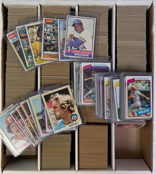 Lot of 1800+ Topps Baseball Cards from 1976, 1978 & 1980 w. 1976 Hank Aaron x2