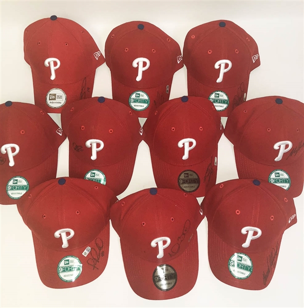 Lot of 10 Phillies Signed Hats MLB Certified w. Buchholz & Kendrick