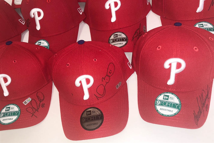 Lot of 10 Phillies Signed Hats MLB Certified w. Buchholz & Kendrick