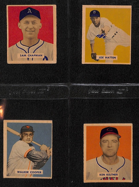 Lot of 13 - 1949 Bowman Baseball Cards w. Sam Chapman