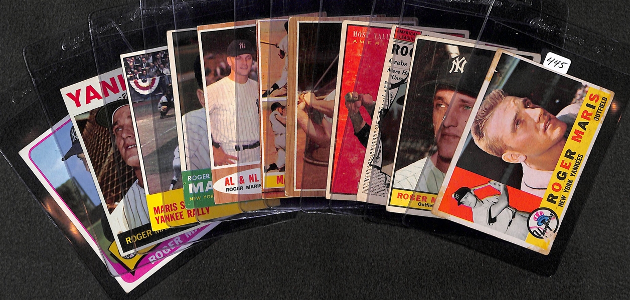 Lot of 11 Roger Maris Topps Baseball Cards from 1960-1965