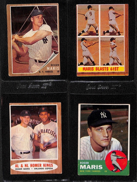 Lot of 11 Roger Maris Topps Baseball Cards from 1960-1965
