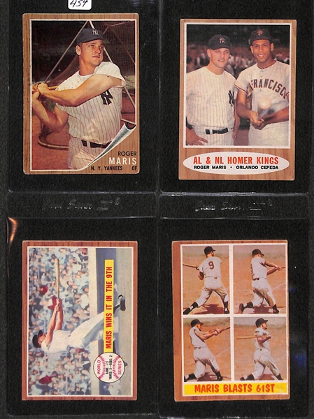 Lot of 20 - 1962 Topps Superstars Baseball Cards w. Maris