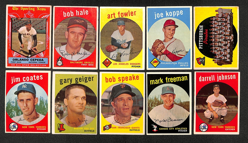 Lot of 21 Different 1959 Topps Baseball High Number Cards w. Orlando Cepeda AS