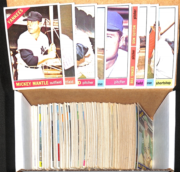 Lot of 200 - 1966 Topps Baseball Cards w. Mantle