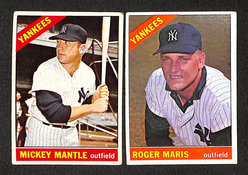 Lot of 200 - 1966 Topps Baseball Cards w. Mantle