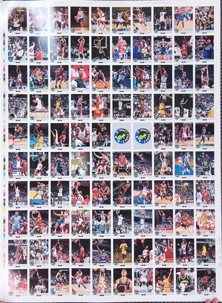 1992 Classic Draft Picks Basketball Uncut Sheet (100 Cards) - #1671 of 7500 - w. Shaquille O'Neal