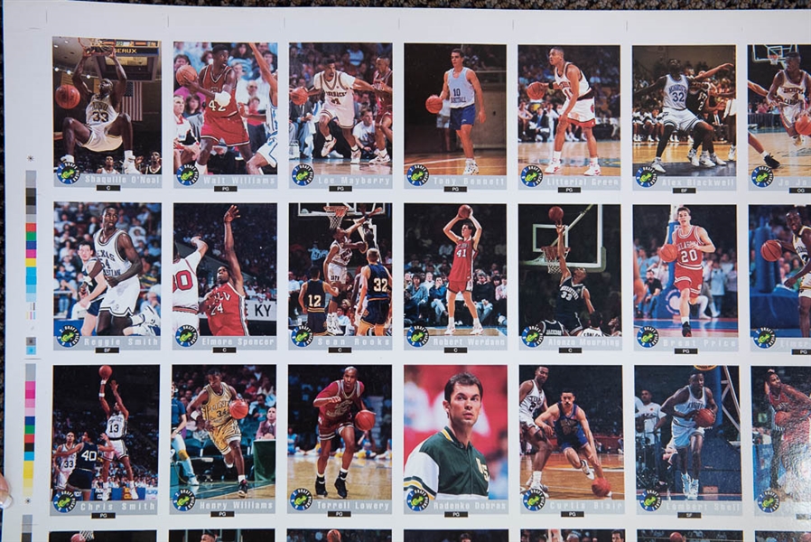 1992 Classic Draft Picks Basketball Uncut Sheet (100 Cards) - #1671 of 7500 - w. Shaquille O'Neal