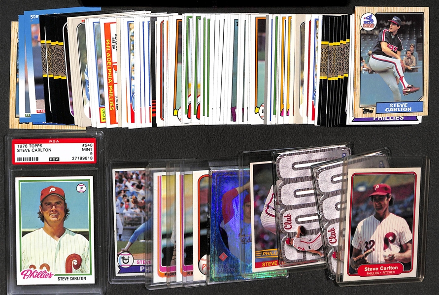 Lot of 80+ Steve Carlton Cards including 1978 Topps PSA 9