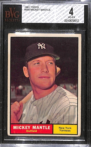 1961 Topps Mickey Mantle Card Graded BVG 4 (Card # 300)