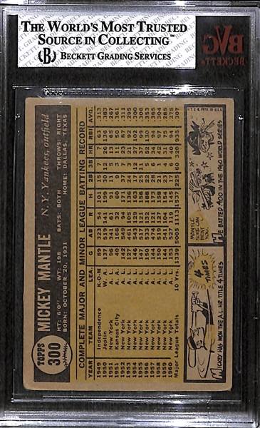 1961 Topps Mickey Mantle Card Graded BVG 4 (Card # 300)