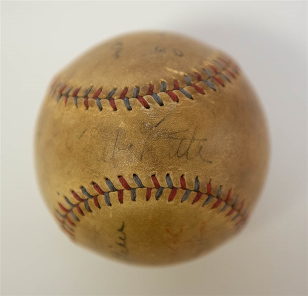 Babe Ruth Multi-Signed Autographed Baseball - Multi-Signed w. 8 1930s Signatures Including Ruth on the Sweet Spot - PSA/DNA