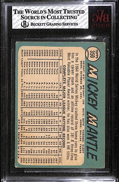 1965 Topps Mickey Mantle Card Graded BVG 3 (Card # 350)
