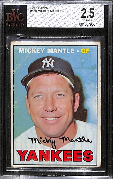 1967 Topps Mickey Mantle Card Graded BVG 2.5 (Card # 150)