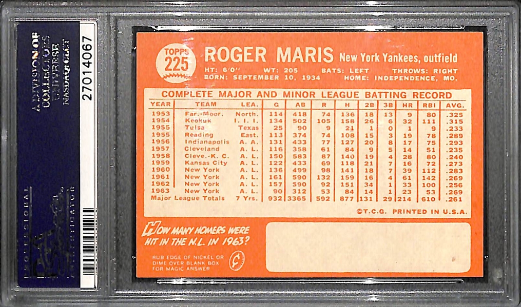 1964 Topps #225 Roger Maris PSA 8