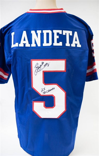 Sean Landeta Signed New York Giants Style Football Jersey - JSA