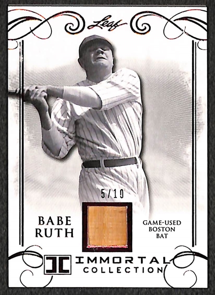 2017 Leaf Immortal Collection Babe Ruth Game-Used Bat Card #ed 5/10 (From His RARE Game-Used Boston Red Sox Bat)