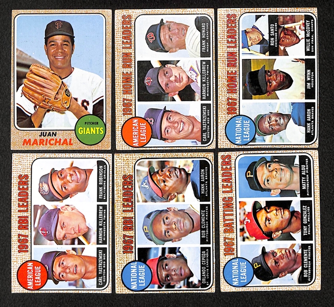 Lot of 266 - Assorted 1968 Topps Baseball Cards w. Bob Gibson