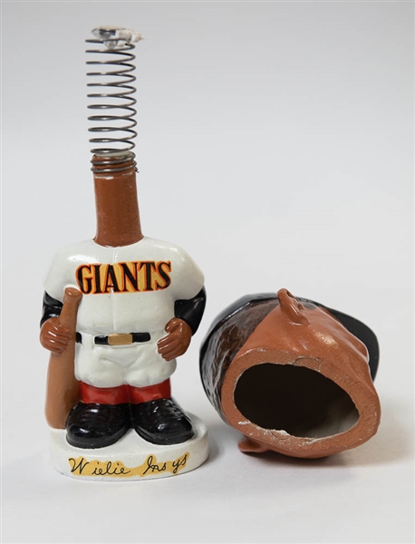1961-63 Willie Mays Bobble Head - White Oval Base w. Bat In Right Hand - Includes Vintage Box