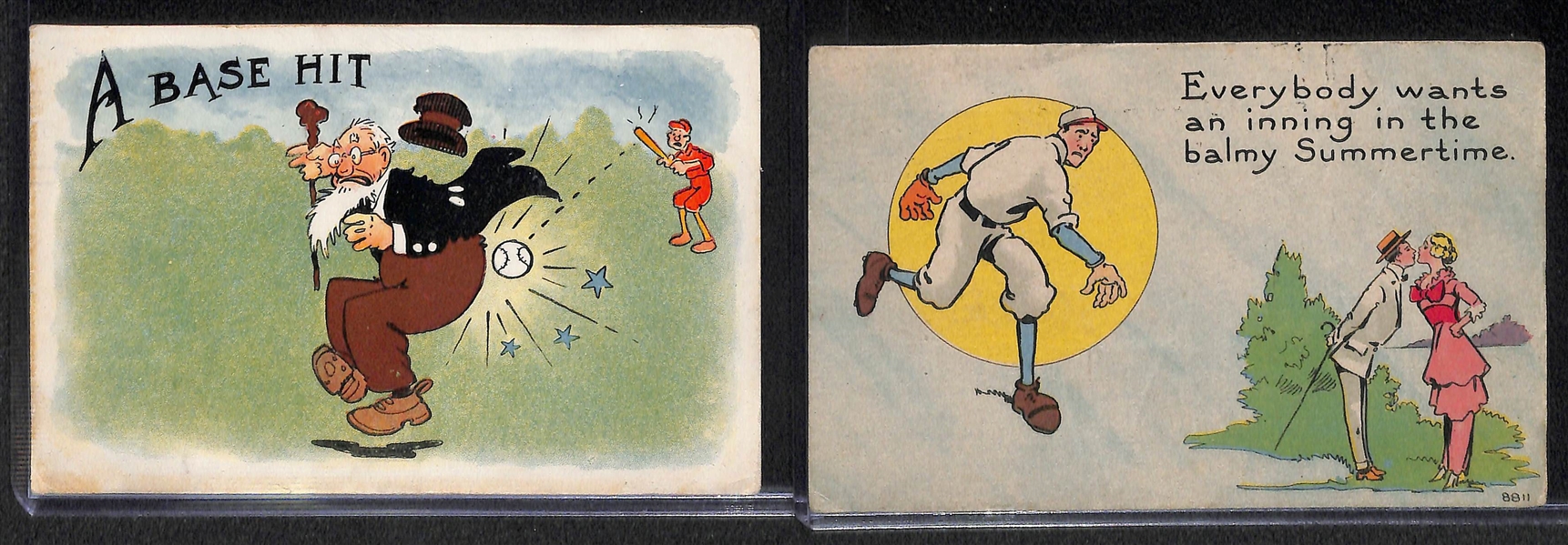 Lot of (8) RARE Early 1900s Baseball Related Post Cards - Cartoon Themed